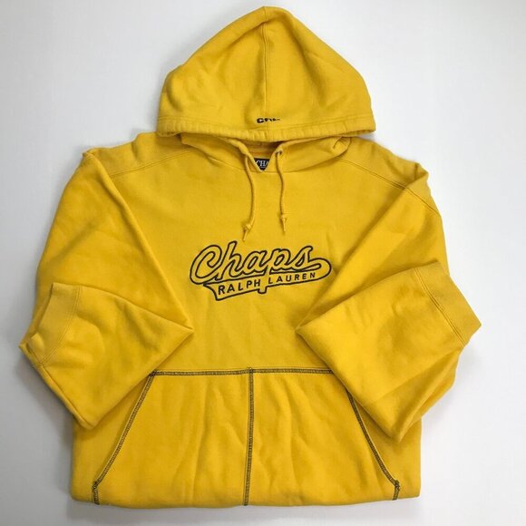 Chaps Ralph Lauren Large Yellow Hoodie Pullover - Picture 2 of 5